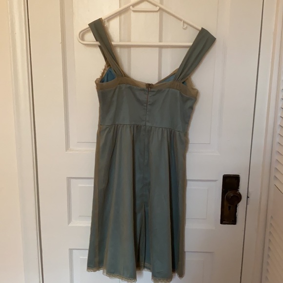 Anthropologie blue dress with gold lace - Picture 7 of 9